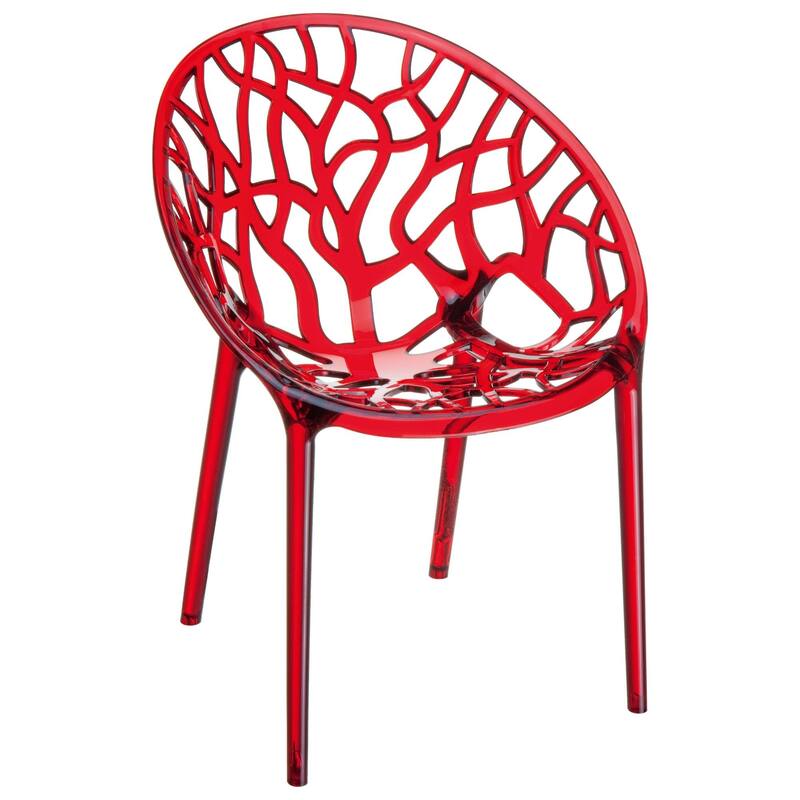 31" Red Transparent Stackable Outdoor Patio Dining Chair