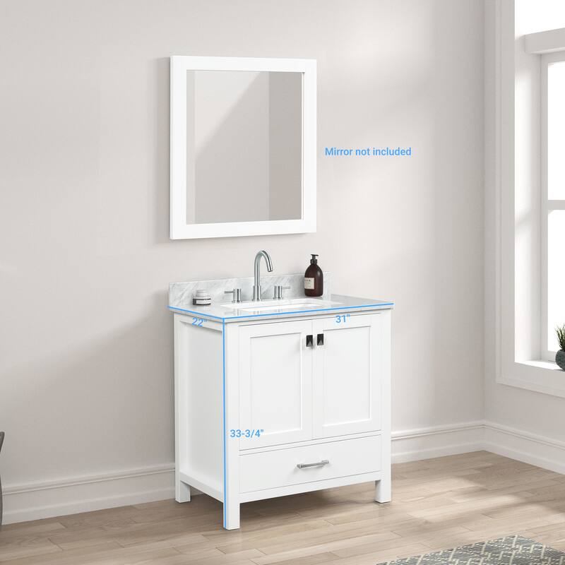 Blossom Geneva 30" Bathroom Vanity with Marble Top & Undermount Sink