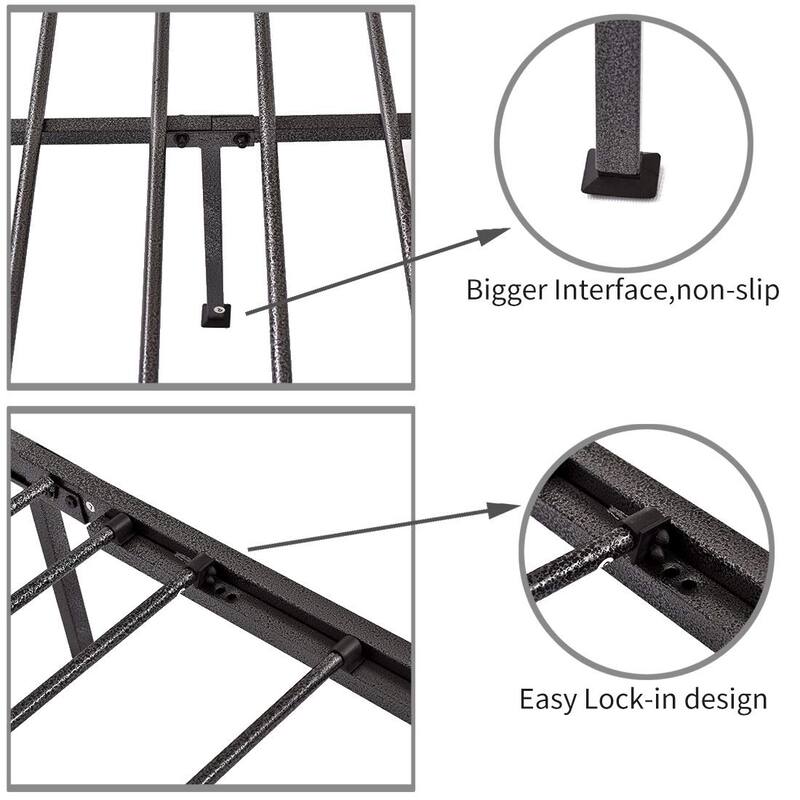 Metal Bed Frame Queen Size Platform No Box Spring Needed with Vintage Headboard and Footboard Premium Steel Slat Support