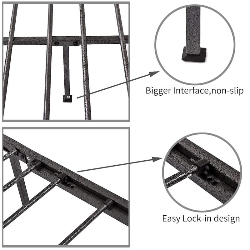 Victorian Style Metal Platform Bed Frame with Iron-Art Headboard Footboard, Under Bed Storage, No Box Spring Needed, Noise Free
