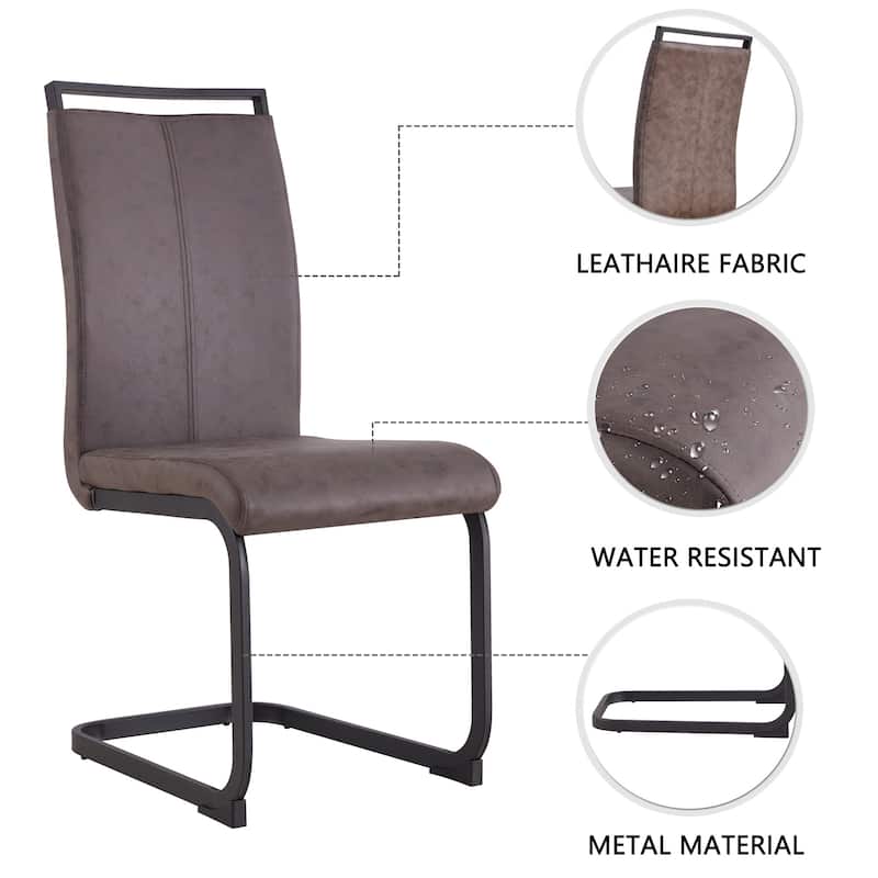 4 Pc Dining Chairs, PU Leather/ Fabric Padded Seat Living Room Chair