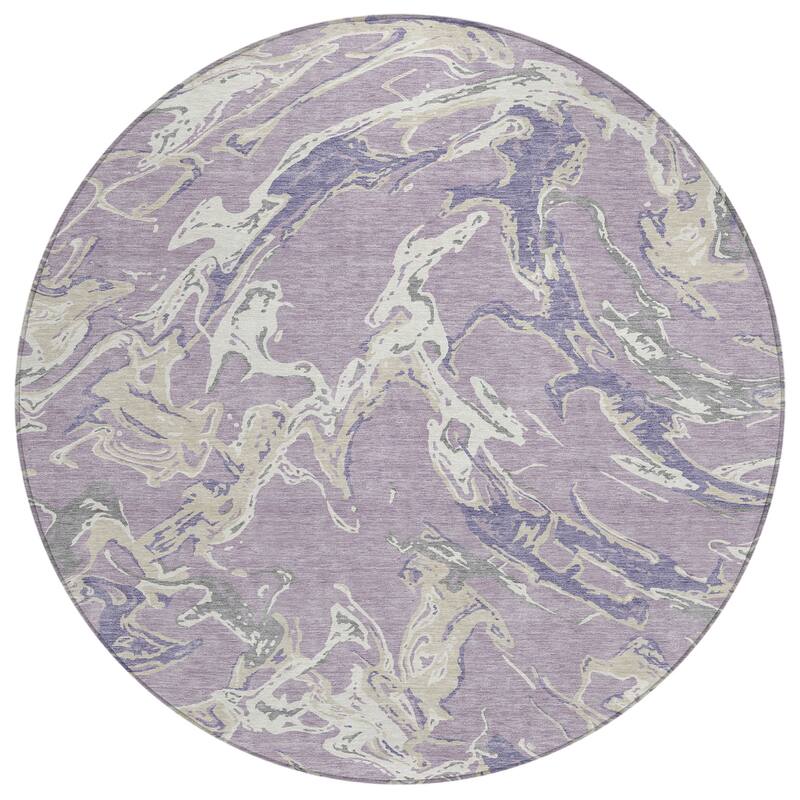 Machine Washable Indoor/ Outdoor Modern Wave Chantille Rug