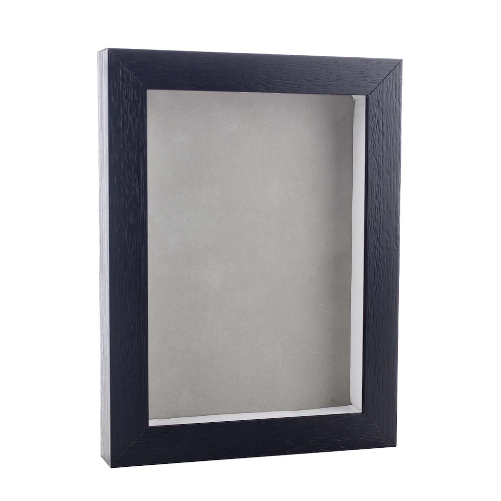 24x30 Shadow Box Frame Textured Black Wood Includes a Light Grey Real Suede Texture Acid-Free Backing Board