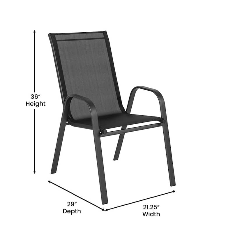 7 Piece Patio Dining Table and Chairs Set with Glass Table and 6 Chairs