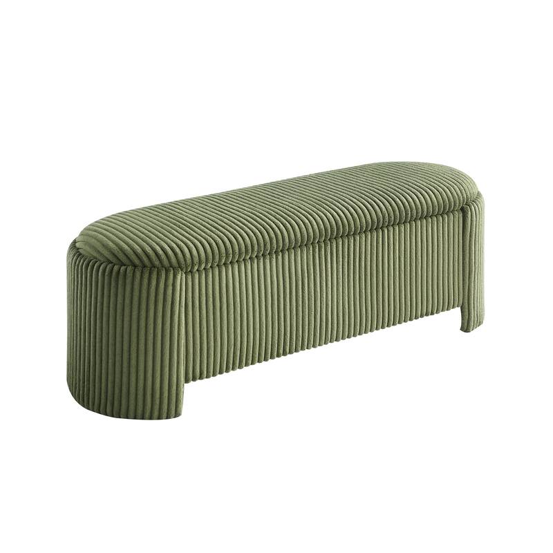 Furniture of America Jorvien Modern 50-inch Oval Corduroy Storage Bench