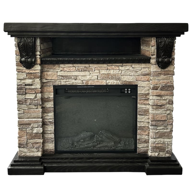 45" Electric Fireplace MGO Mantel with Faux Brick, 23" Firebox Insert and Remote Control Included