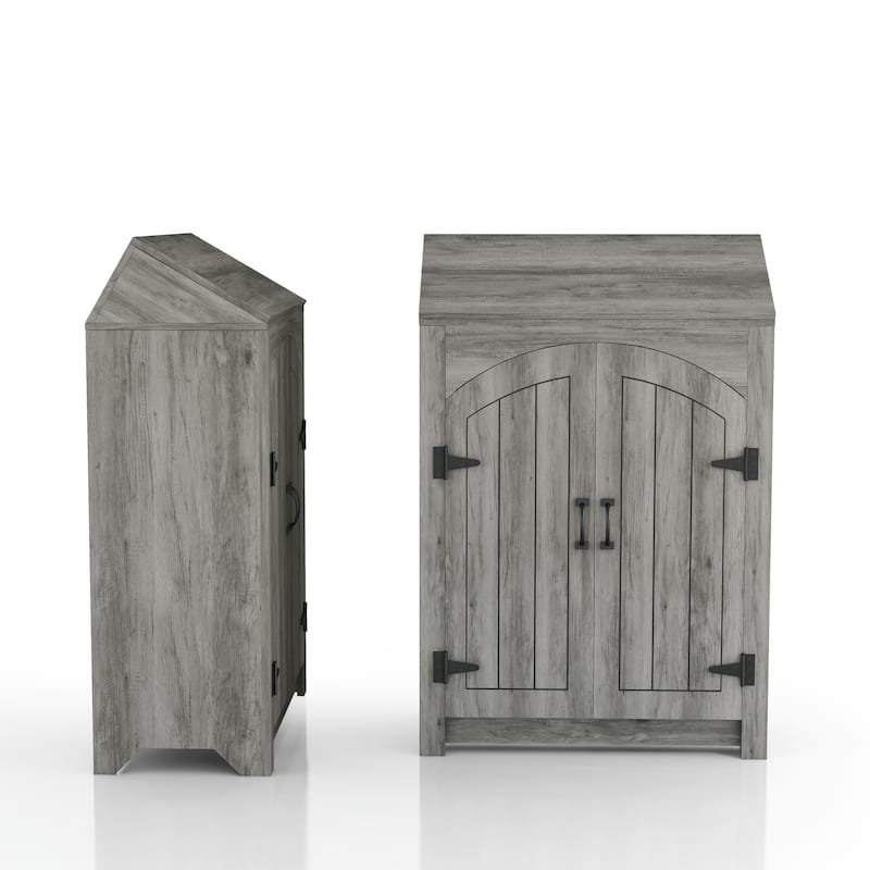 DH BASIC Jody Farmhouse Adjustable 4-Shelf Double-Door Shoe Cabinet with Lift-top Storage by Denhour