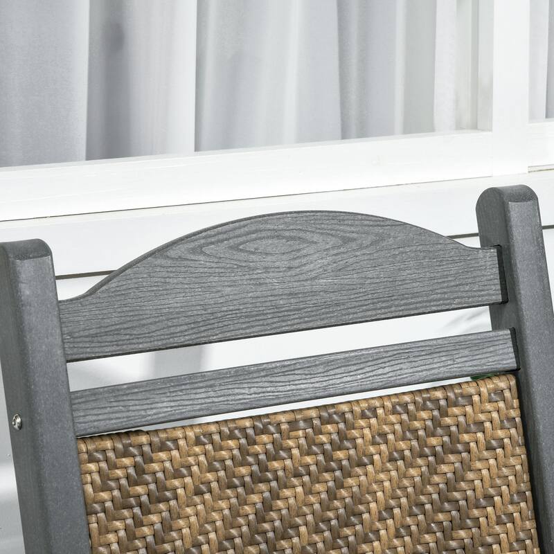 Outsunny Outdoor Rocking Chairs, Porch Rocker w/ Soft Padded Seat and Backrest, Fade-Resistant HDPE Frame Rocker Chair