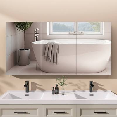 60'' W 30'' H Recessed or Surface Mount Frameless Medicine Cabinet with Mirrors