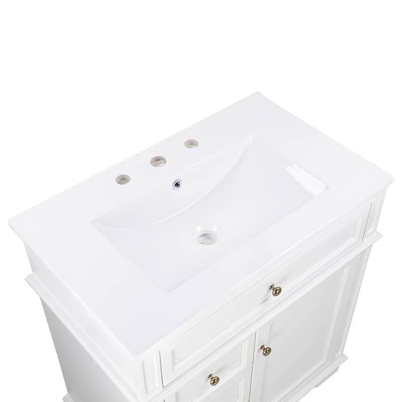 Bathroom Vanity Set with Arched Medicine Cabinet Mirror 30-Inch Vanity with Integrated Sink Top