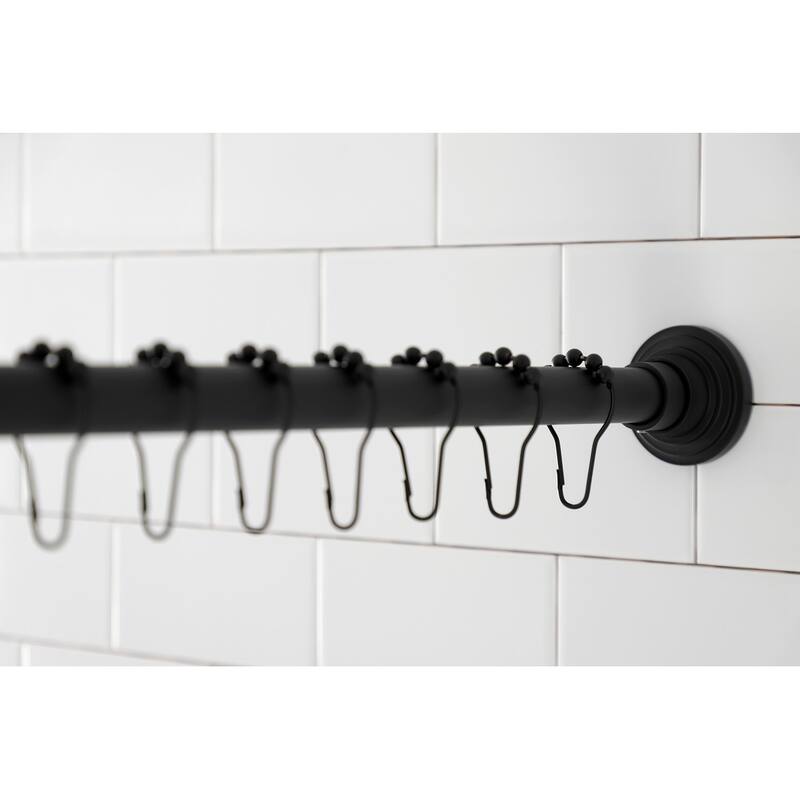 Edenscape 72 in. Adjustable Shower Curtain Rod with Rings in Brushed Brass