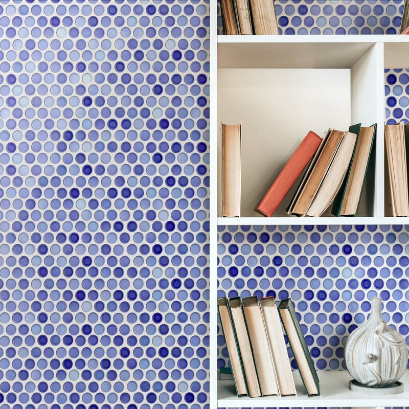 Merola Tile Hudson Penny Round Niagara 11-7/8" x 12-5/8" Porcelain Mosaic Floor and Wall Tile