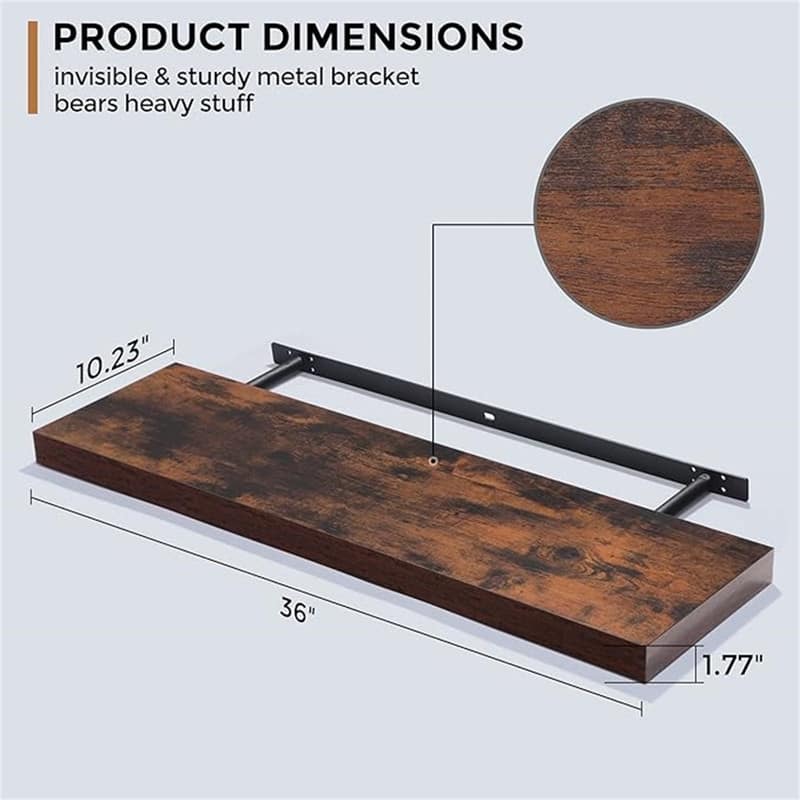 Floating Shelves - 2 Pack 9 Inch - 9"D x 24"W x 1.6"H