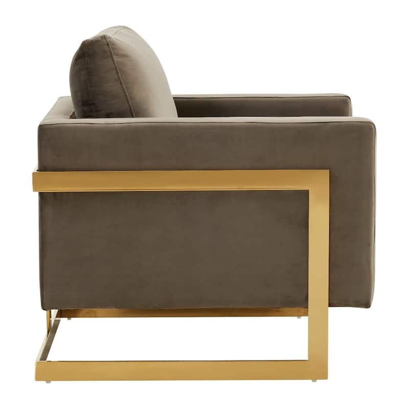 Lincoln Modern Velvet Upholstered Accent Designer Lounge Chair with Gold Frame for Living Room, Bedroom and Home Office - 34"