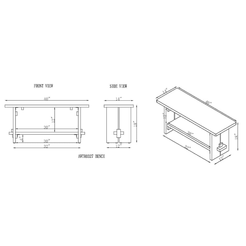 Castleton Mango Wood 40"W Bench and Coat Hook with Shelf