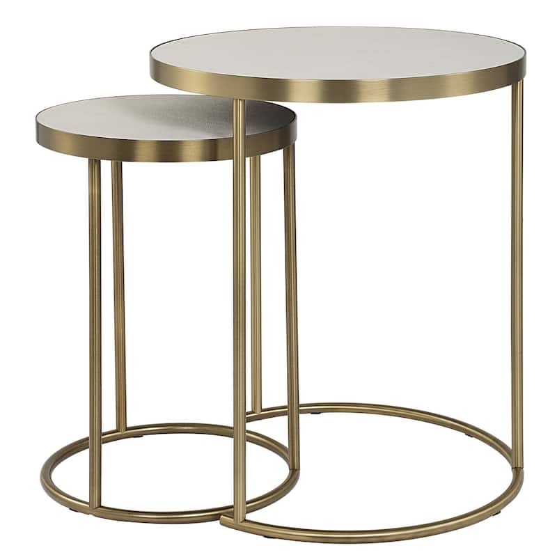Open Frame Functional Nesting Tables - 24" - Brass Plated Finish - Set of 2