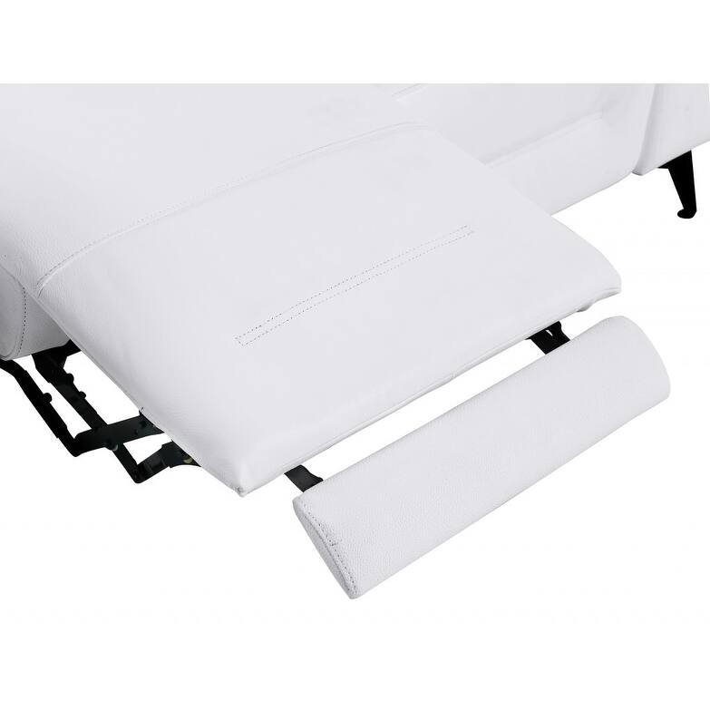 HomeRoots 83" White Italian Leather USB Sofa With Silver Legs - 266.76