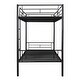 preview thumbnail 5 of 16, Black Twin over Twin Metal Bunk Bed with Fence & Ladder