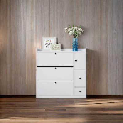 Versatile Shoe Cabinet with 3 Flip Drawers