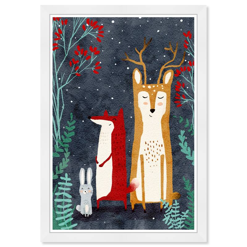 Wynwood Studio Prints Animals Gentle Snow Full Buddies Blue and Dark Blue Rustic Wall Art Canvas Print