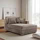 preview thumbnail 105 of 150, 42" W Plush Corduroy Upholstered Chaise Lounge Sleeper for Living Chaise&2 Pillows-Right Facing - Light Brown