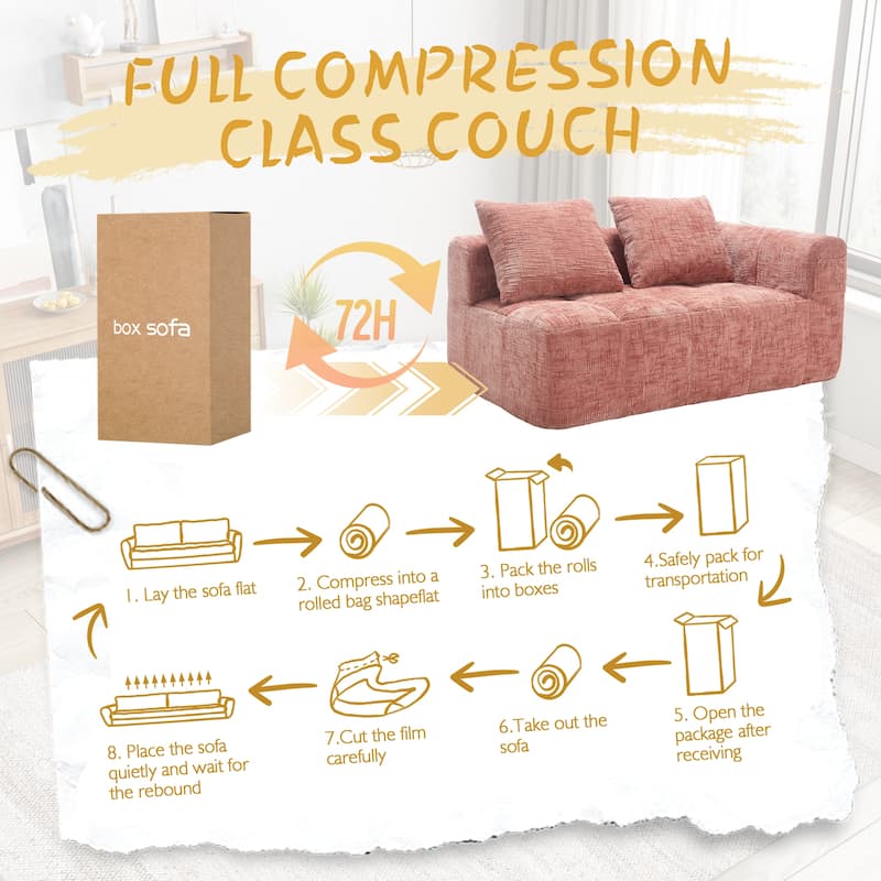 Chenille Loveseat Sofa Upholstered Deep Seat Sofa, Lounge Couch Corner Sofa Minimalist Modular Couches for Apartment