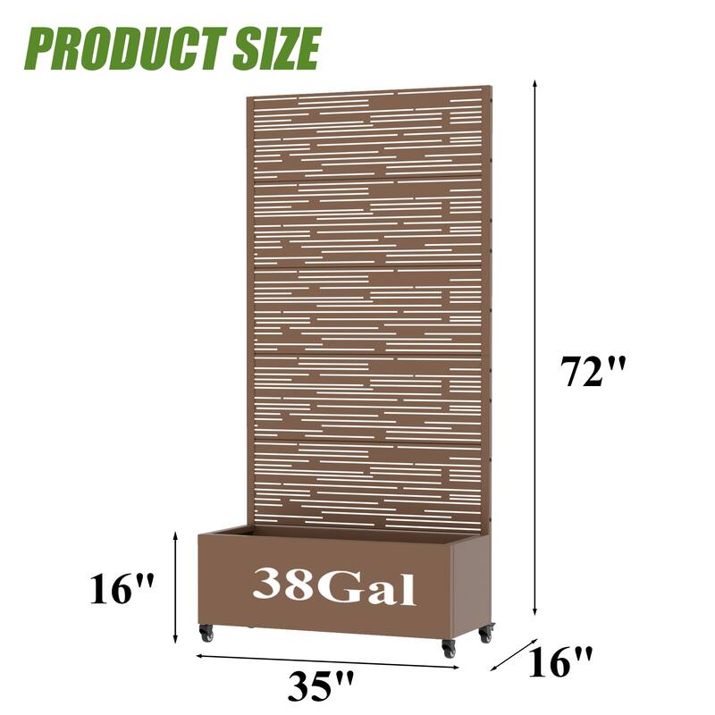 Raised Garden Bed Planter with Trellis Movable Planter Box with Lockable Wheels