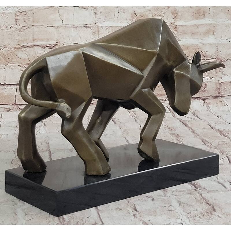 Geometric Abstract Modern Art Bronze Imitative Bull Sculpture Statue Original Signed Fransisci