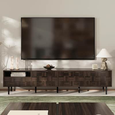 78" Mid-Century Modern TV Stand for 65+ Inch TVs, TV Console with Storage Cabinets