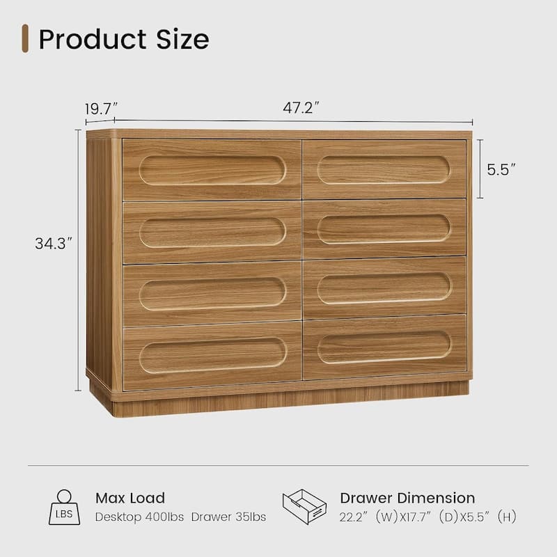 Dresser for Bedroom with 47.2" Deep Drawers TV Stand Chest of Drawers