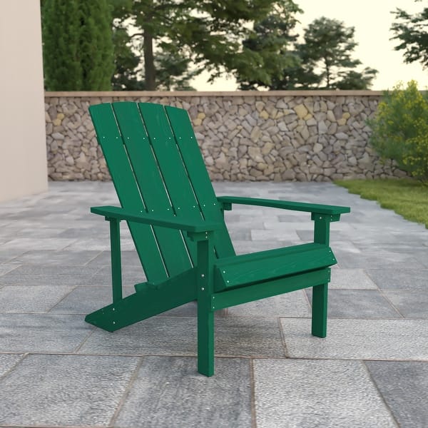 slide 2 of 8, Outdoor All-Weather Poly Resin Wood Adirondack Chair - 29.5"W x 33.5"D x 35"H Green