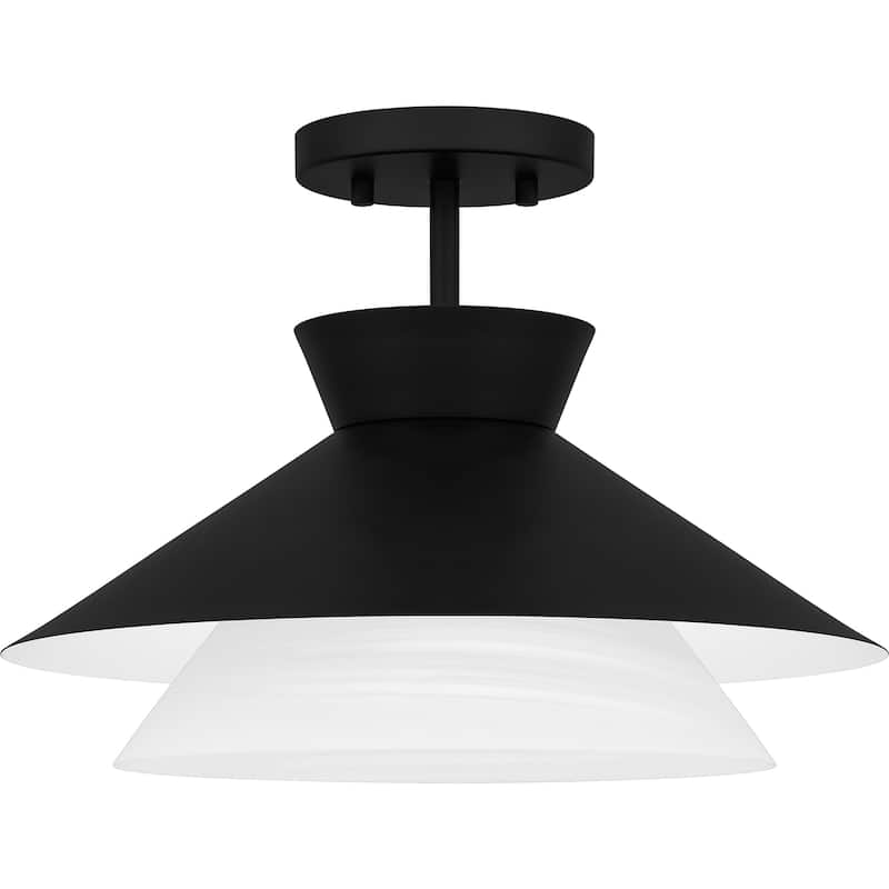 Lionel 1-Light Matte Black Semi-Flush Mount Light
