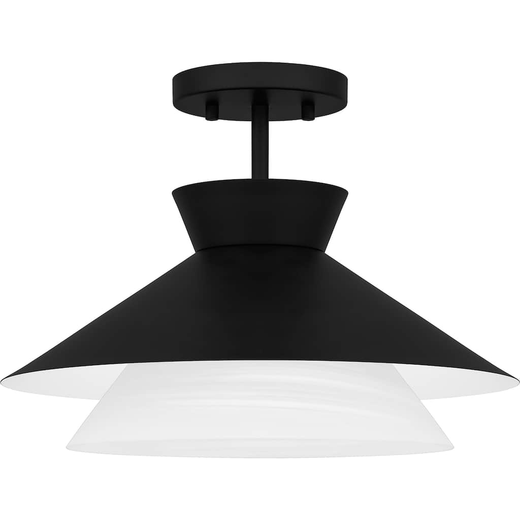Lionel 1-Light Matte Black Semi-Flush Mount Light