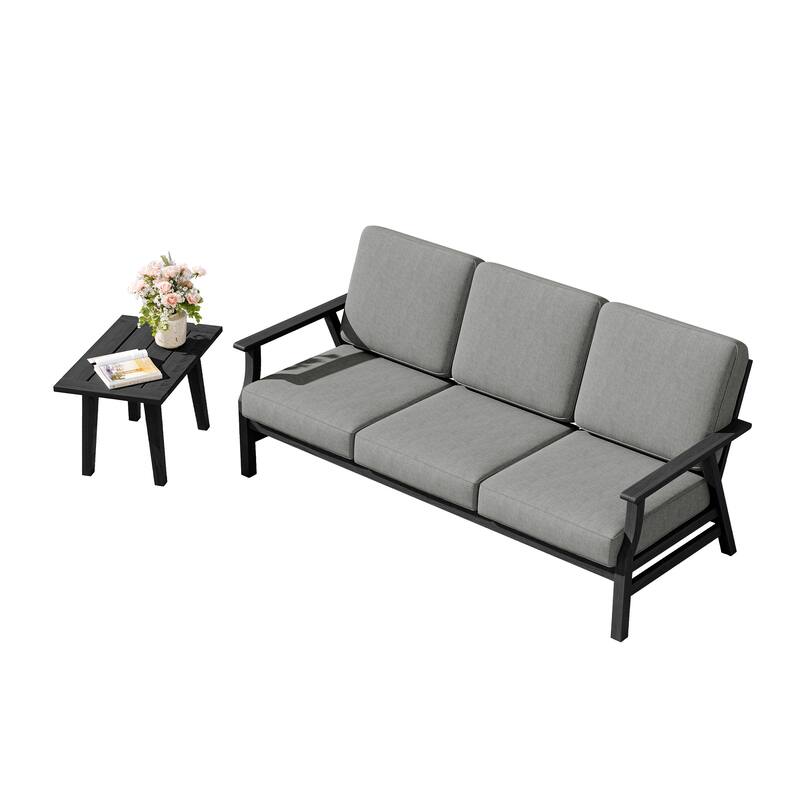 2-Piece Teak Outdoor Sofa Set with Table