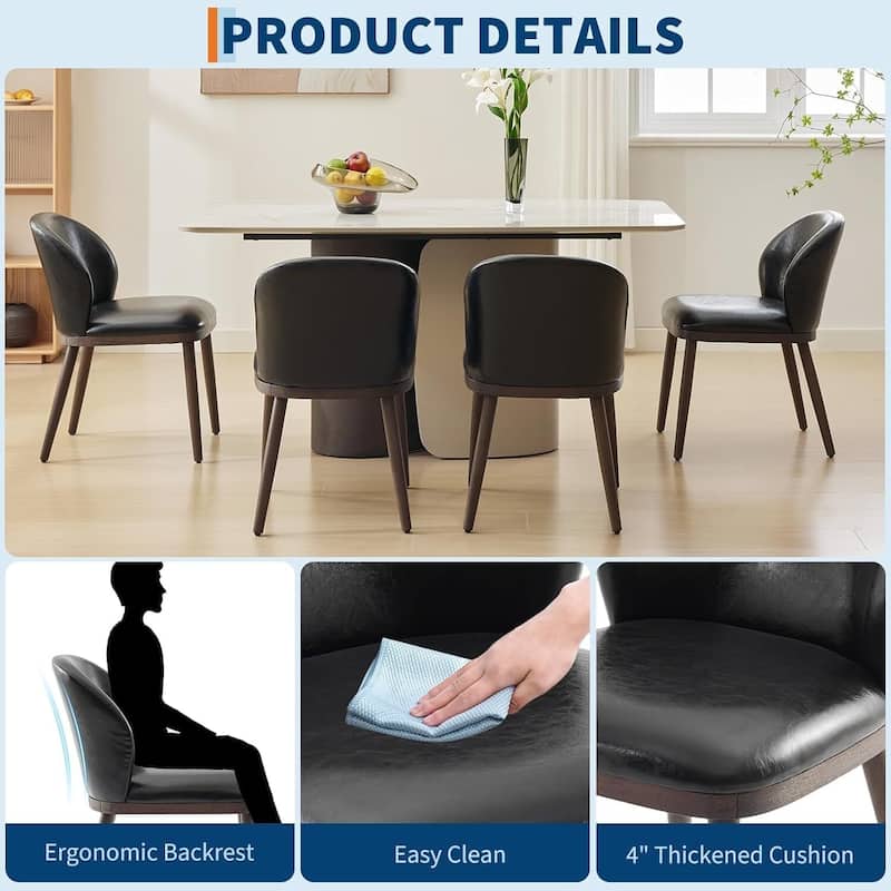 Modern Upholstered Kitchen Dining Chairs with Ergonomic Back Support