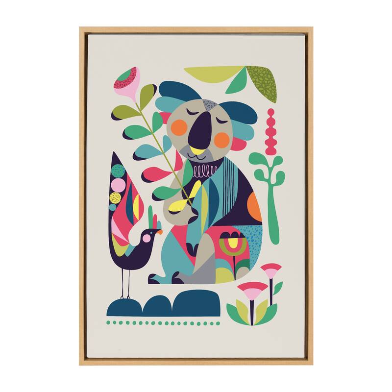 Kate and Laurel Sylvie Mid Century Koala Framed Canvas by Rachel Lee