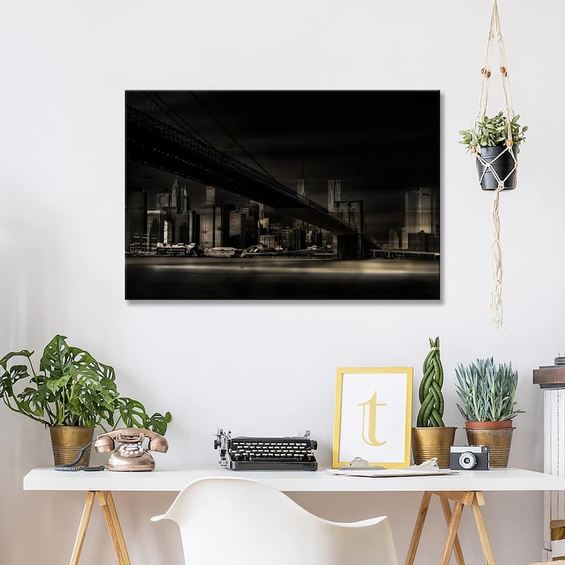 Gotham City Print On Wood by Peter Futo - Multi-Color