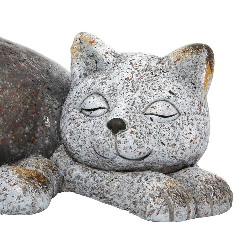 Gray Polystone Indoor Outdoor Cat Decorative Garden Sculpture