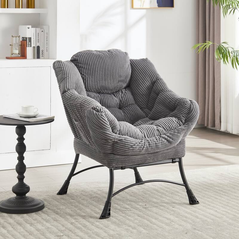 Modern Lounge Accent Chair with Armrests and a Side Pocket
