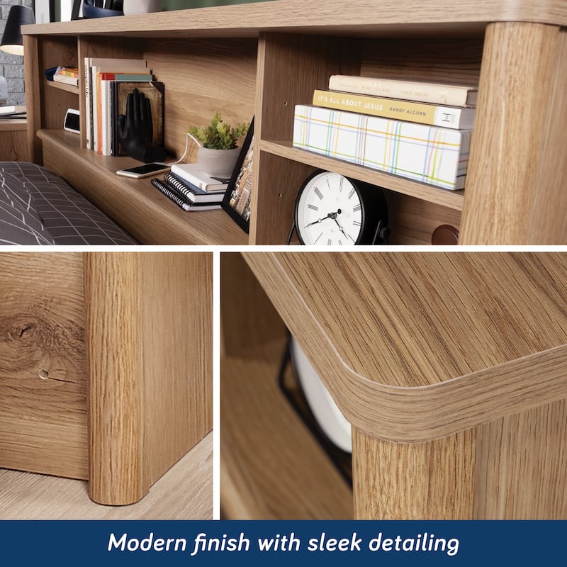 Engineered Wood Vintage Full/Queen Bookcase Headboard with Spacious Storage Cubby