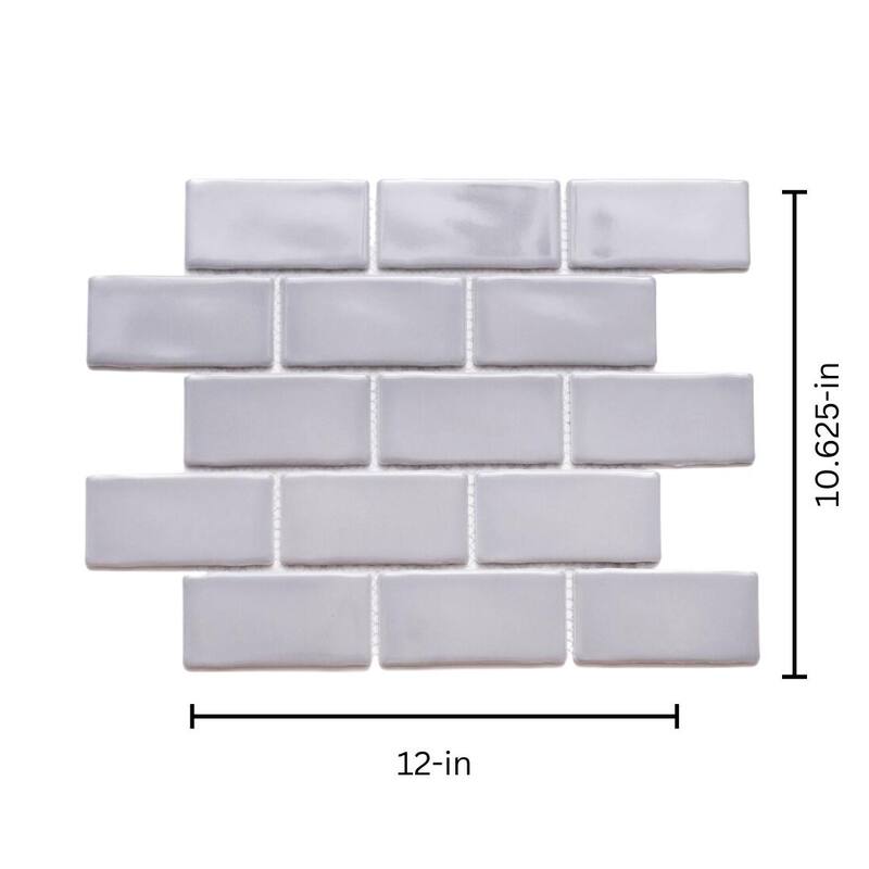 The Tile Life Metro 12x11 Grey/ White Brick Porcelain Backsplash Wall Tile