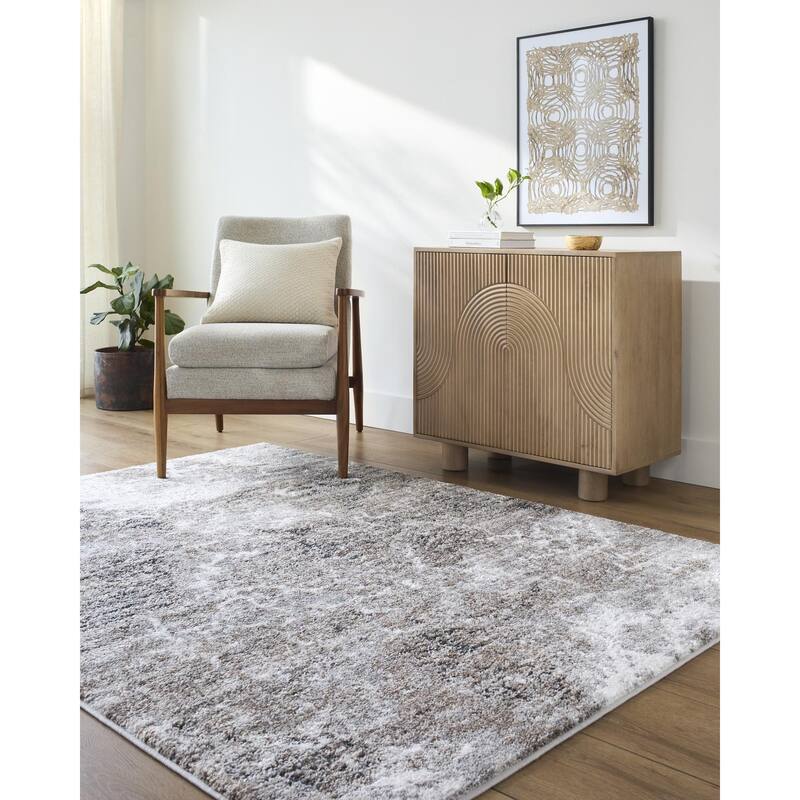 Livabliss Andorra Plus Modern & Contemporary Abstract Area Rug - Grey/Brown - 5' 3" x 7' 3"