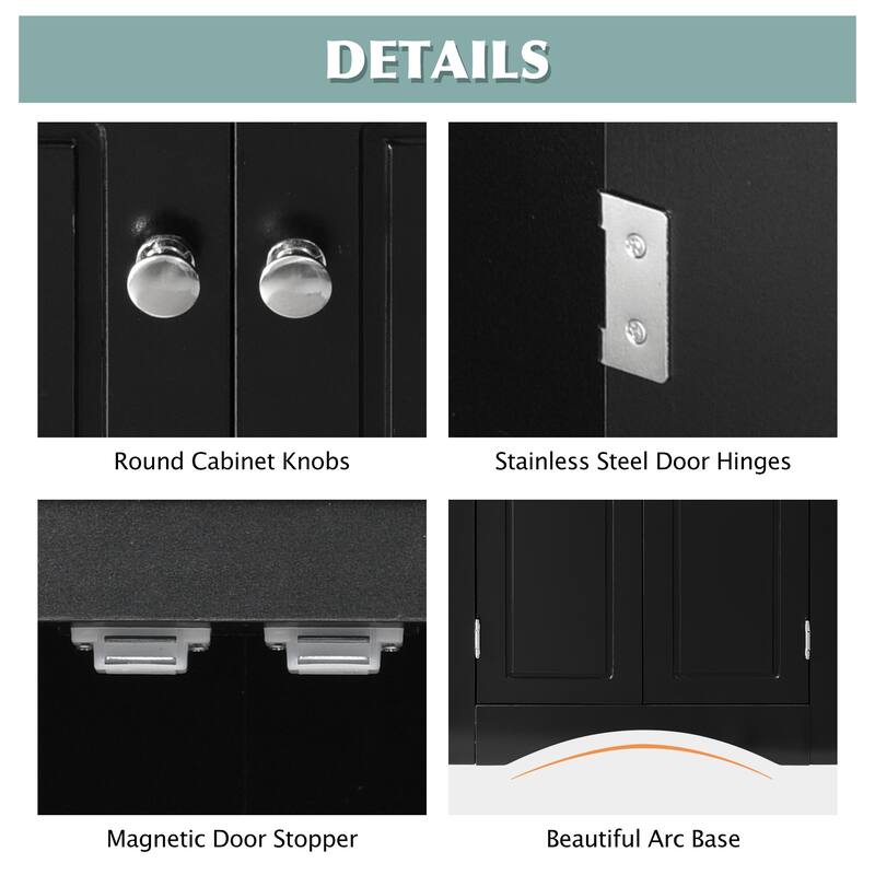 Oak Triangle Bathroom Storage Cabinet With Adjustable Shelves - Black