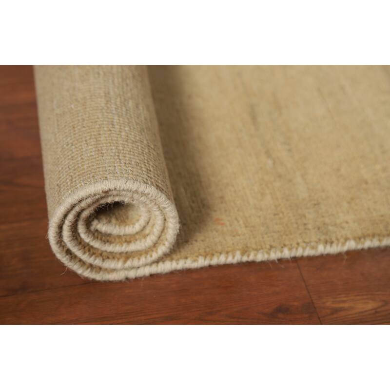 Modern Gabbeh Oriental Rug Hand-Knotted Solid Wool Carpet - 3'5"x 4'11"