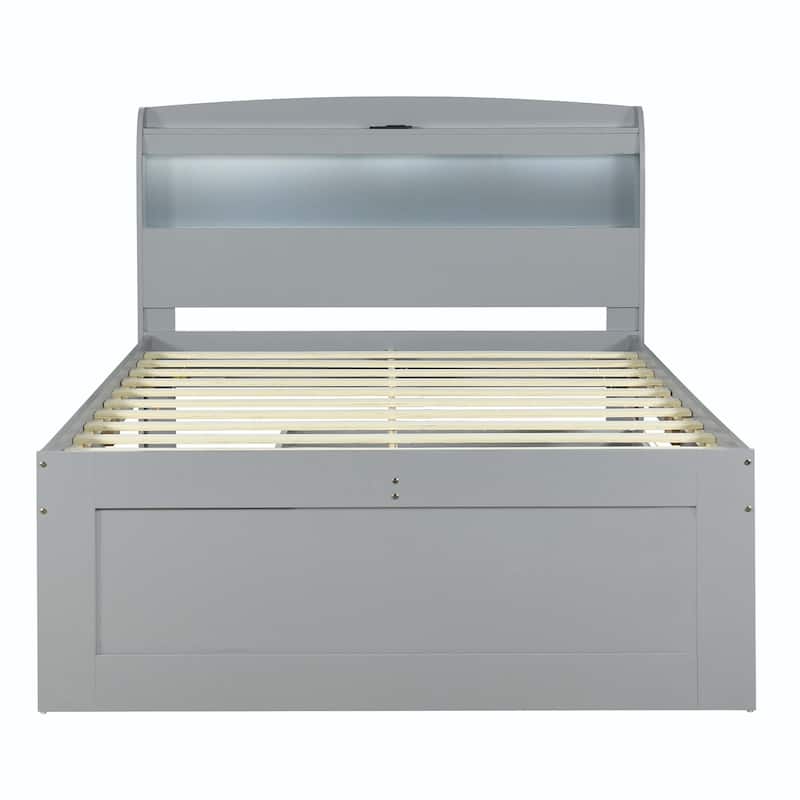 Platform Bed with Storage LED Headboard