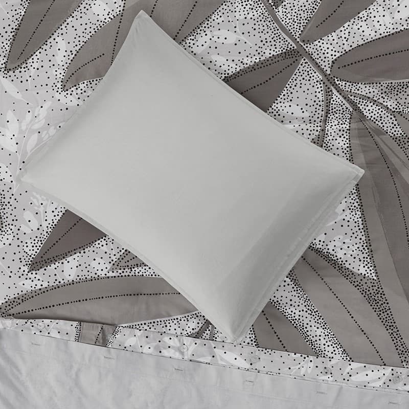 3 PCS Full/Queen Botanical Cotton Duvet Cover Set Gray