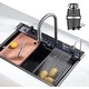 preview thumbnail 15 of 39, Lefton 304 Stainless Steel Waterfall Kitchen Sink Set with Pull-down Faucet KS2206 (Series) 29.5" x 18.25" (3/4 HP Garbage Disposal)