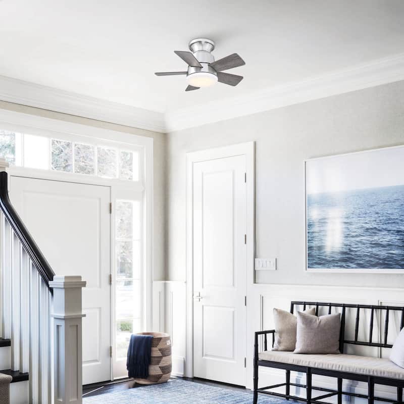 24" Brushed Nickel Wooden Small Hugger Ceiling Fan with Light