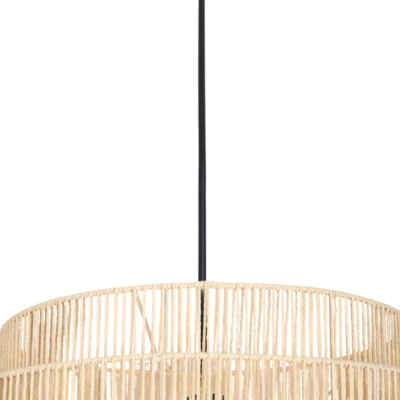 1-Light Rattan Chandelier Hand-Woven Pendant Light