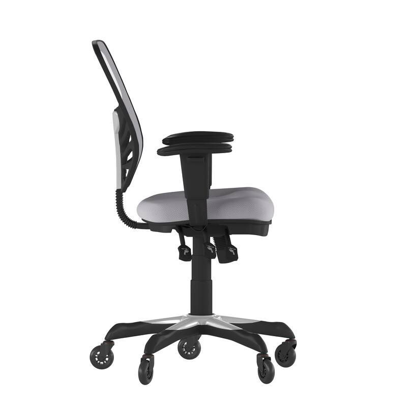 Mid-Back Ergonomic Multifunction Mesh Chair with Polyurethane Wheels